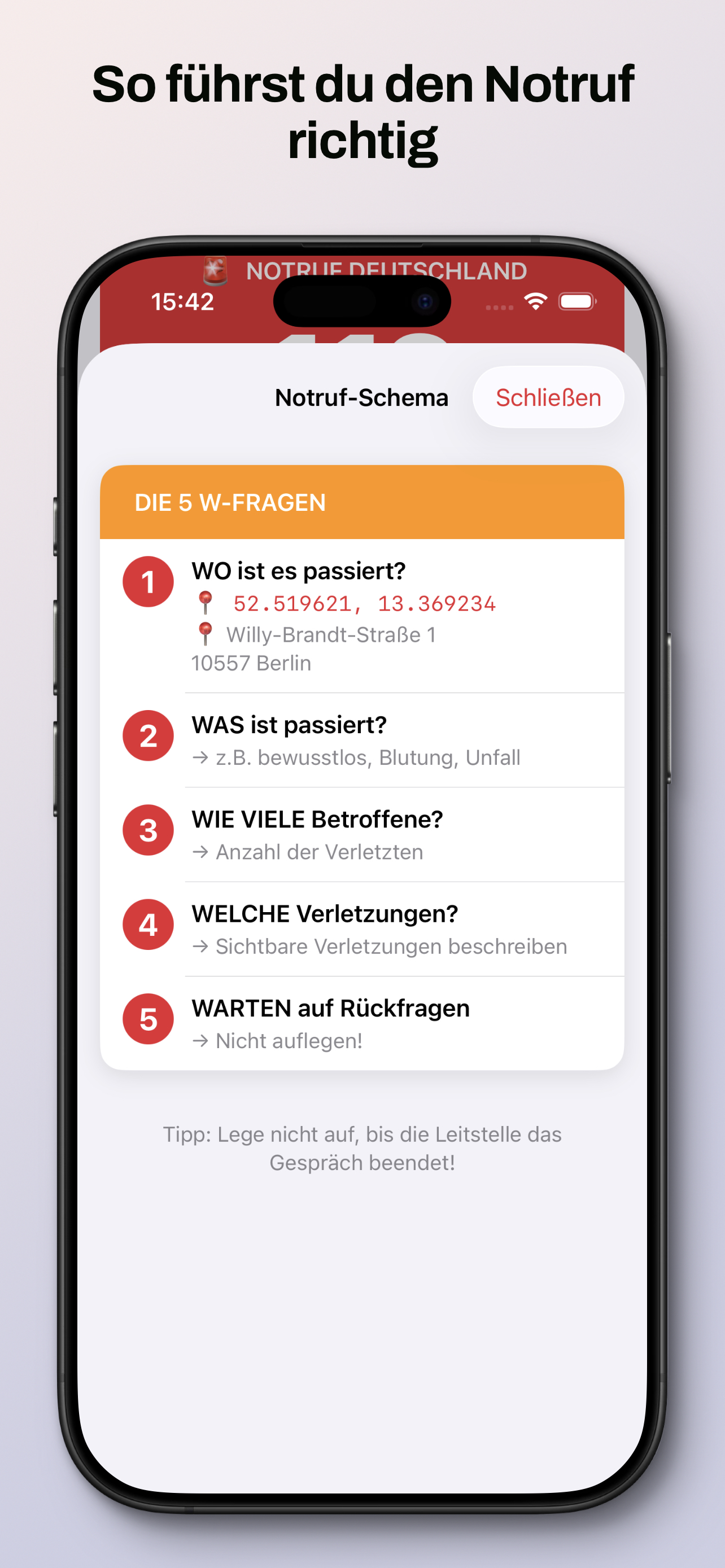 Erste Hilfe Jetzt - Notruf Schema