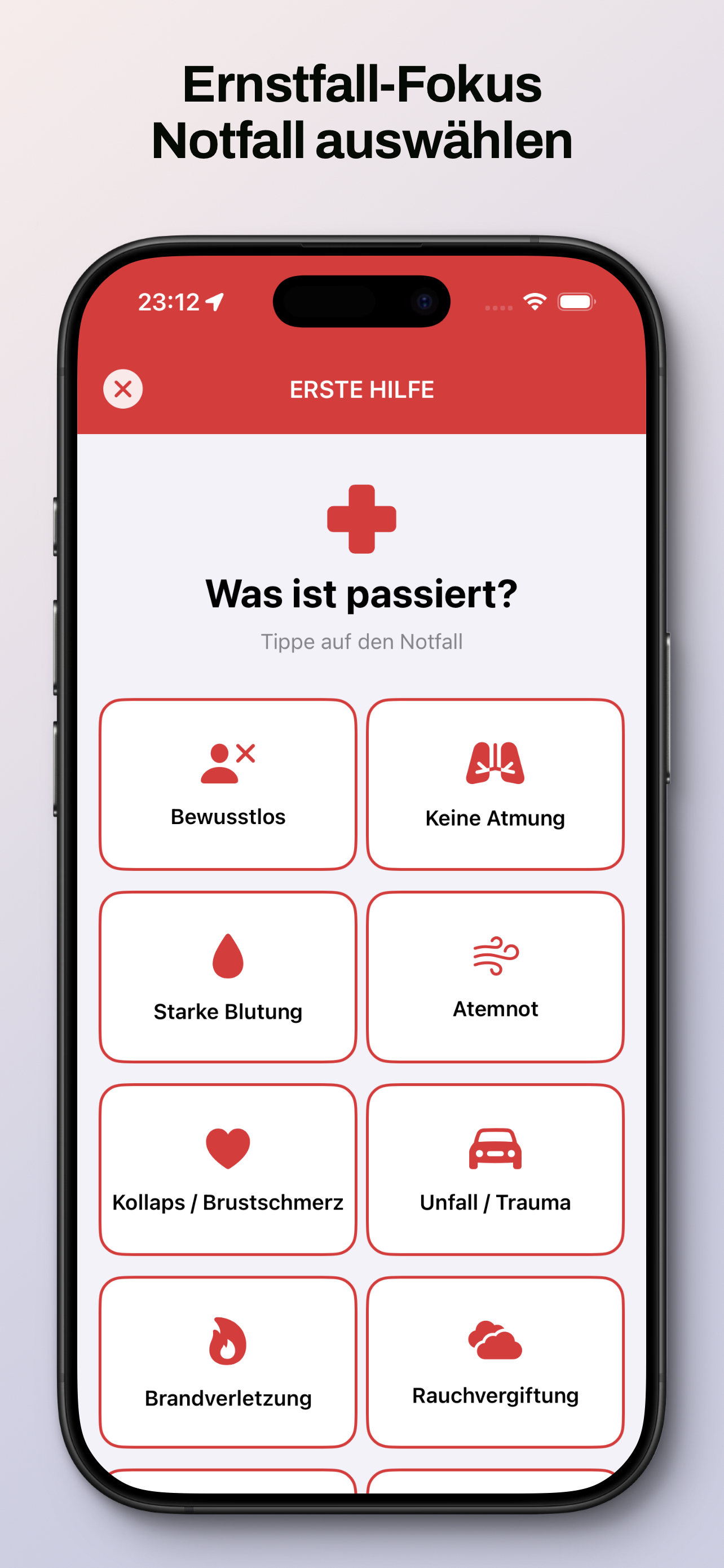 Erste Hilfe Jetzt App - Notfälle